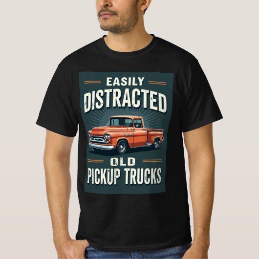 Gemakkelijk afgeleid door oude pick-up trucks - Re T-shirt (Voorkant)