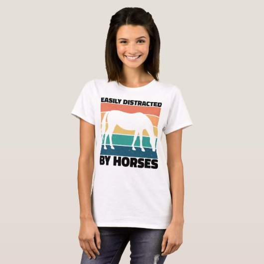 Gemakkelijk Afgeleid Door Paarden Boer Liefhebber  T-shirt (Voorkant volledig)