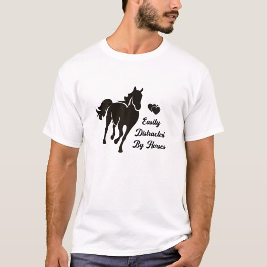 Gemakkelijk afgeleid door paarden Paard Riding Gra T-shirt (Voorkant)