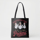 Gemakkelijk afgeleid door Peckers Tote Bag (Voorkant)