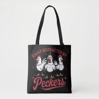 Gemakkelijk afgeleid door Peckers Tote Bag