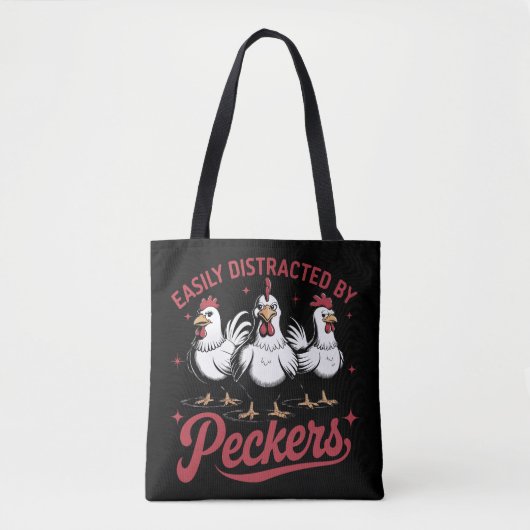 Gemakkelijk afgeleid door Peckers Tote Bag (Voorkant)