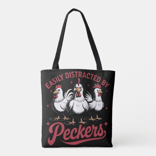Gemakkelijk afgeleid door Peckers Tote Bag (Achterkant)
