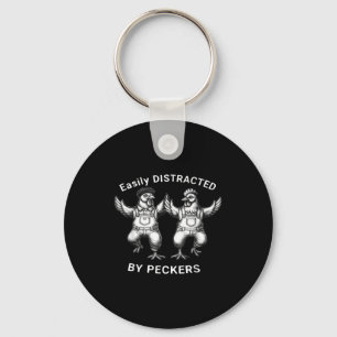 Gemakkelijk Afgeleid Door Pikkers, Kippenliefhebbe Sleutelhanger