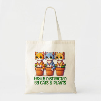 Gemakkelijk afgeleid door planten en katten tote bag