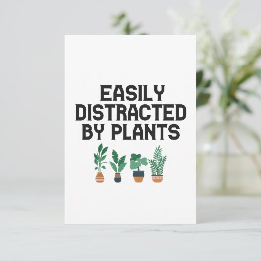 Gemakkelijk Afgeleid Door Planten Funny Tuinieren  Bedankkaart (Staand voorkant)
