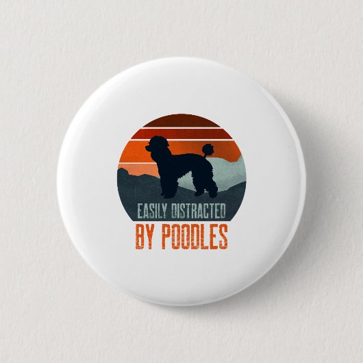 Gemakkelijk afgeleid door poedels hond lopen ronde button 5,7 cm (Voorkant)
