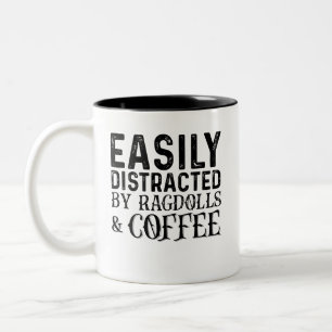 Gemakkelijk Afgeleid Door Ragdolls En Koffie Tweekleurige Koffiemok