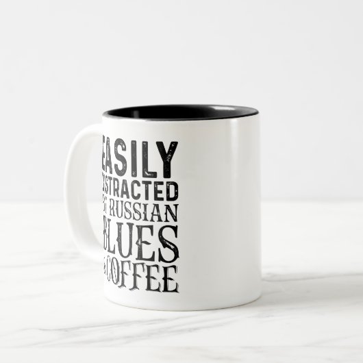 Gemakkelijk afgeleid door Russische blues en koffi Tweekleurige Koffiemok (Voorkant links)
