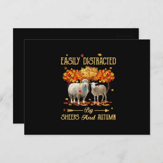 Gemakkelijk Afgeleid Door Schapen En Herfstseizoen Briefkaart (Voorkant / Achterkant)