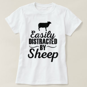 Gemakkelijk Afgeleid door Schapen Grappig Ontwerp T-shirt