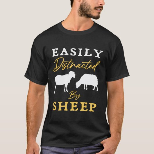 Gemakkelijk afgeleid door schapen grappige schapen t-shirt (Voorkant)