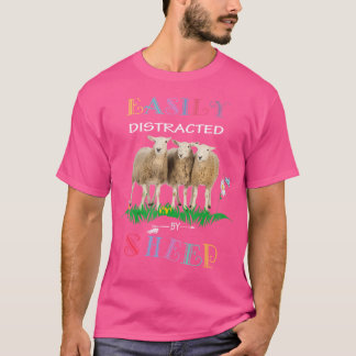 Gemakkelijk afgeleid door schapen voor schapenlief t-shirt