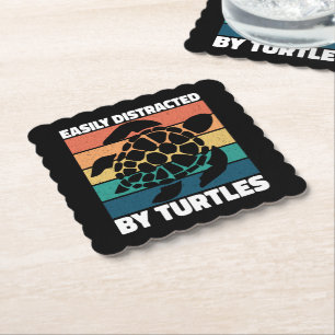 Gemakkelijk afgeleid door schildpadden Cool Zee An Kartonnen Onderzetters