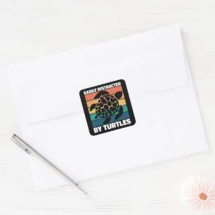 Gemakkelijk afgeleid door schildpadden Cool Zee An Vierkante Sticker