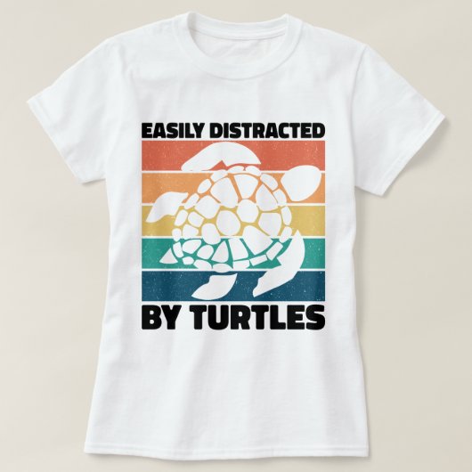 Gemakkelijk Afgeleid Door Schildpadden Funny Amfib T-shirt (Design voorkant)