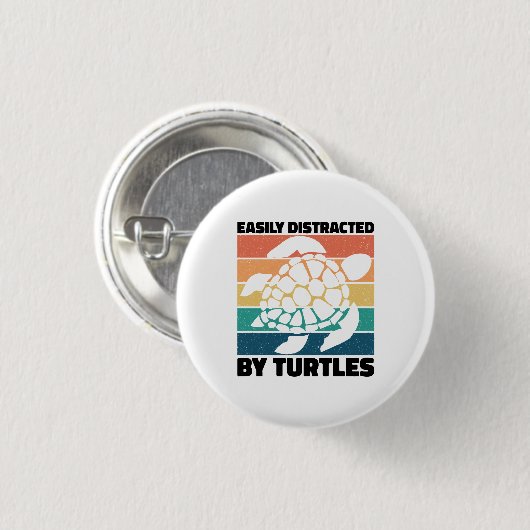 Gemakkelijk afgeleid door schildpadden grappig amf ronde button 3,2 cm (Voorkant /achterkant)