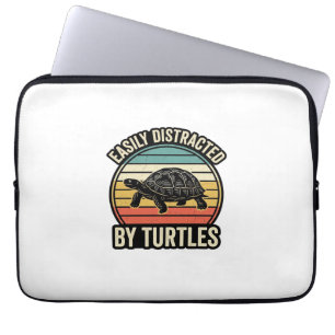 Gemakkelijk Afgeleid Door Schildpadden Vintage Gra Laptop Sleeve