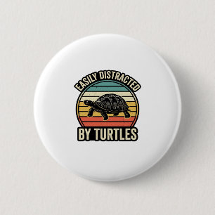 Gemakkelijk Afgeleid Door Schildpadden Vintage Gra Ronde Button 5,7 Cm