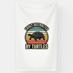 Gemakkelijk Afgeleid Door Schildpadden Vintage Gra Spandoek