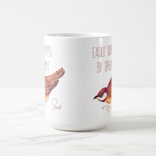 Gemakkelijk afgeleid door Sparrows gepersonaliseer Koffiemok (Center)
