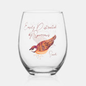 Gemakkelijk afgeleid door Sparrows gepersonaliseer Wijnglas Zonder Voet (Voorkant)