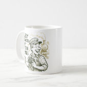 Gemakkelijk afgeleid door stoomtrein, treinbestuur koffiemok (Voorkant links)