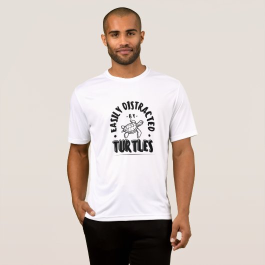 Gemakkelijk afgeleid door Turtles Funny T-shirt (Voorkant volledig)