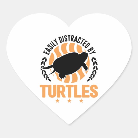 Gemakkelijk afgeleid door Turtles Mini Turtle Hart Sticker (Voorkant)
