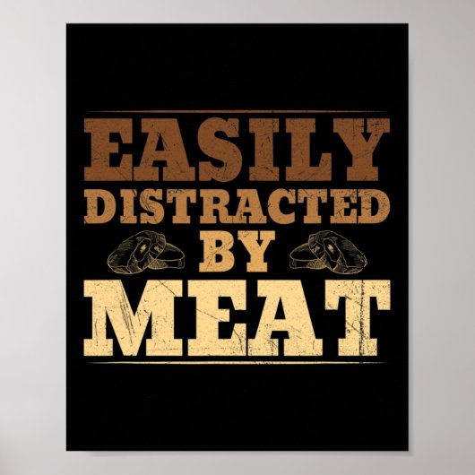 Gemakkelijk afgeleid door vlees grappige BBQ Poster (Voorkant)