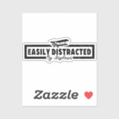 Gemakkelijk afgeleid door vliegtuigen, grappig pil sticker (Vel)