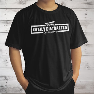 Gemakkelijk afgeleid door vliegtuigen, grappig pil t-shirt