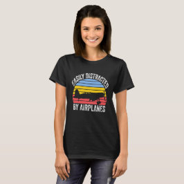 Gemakkelijk afgeleid door vliegtuigen Grappige Luc T-shirt
