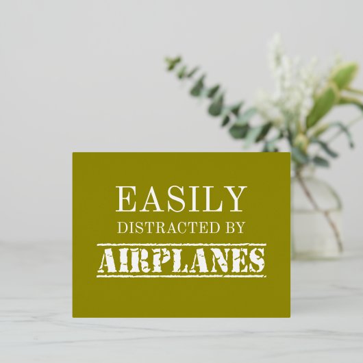 Gemakkelijk afgeleid door vliegtuigen piloot folie feestdagen briefkaart (Staand Voorkant)