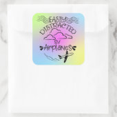 Gemakkelijk afgeleid door vliegtuigpiloot vierkante sticker (Tas)