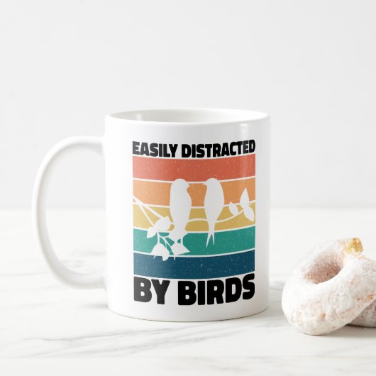 Gemakkelijk afgeleid door vogels Birdwatcher Birth Koffiemok (Met donut)