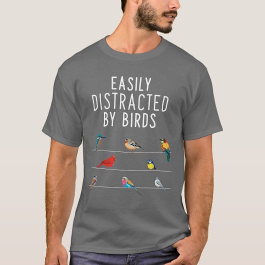 Gemakkelijk Afgeleid Door Vogels vintage T-shirt (Voorkant)