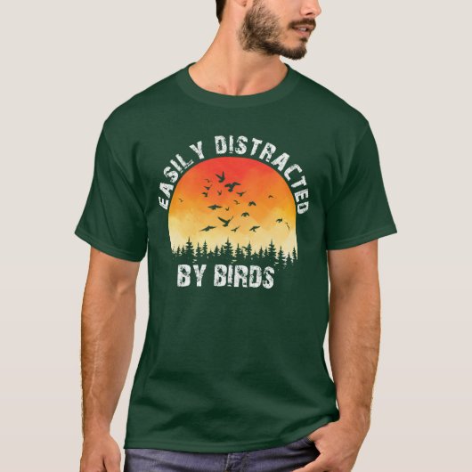 Gemakkelijk afgeleid door vogels Vogelliefhebber f T-shirt (Voorkant)