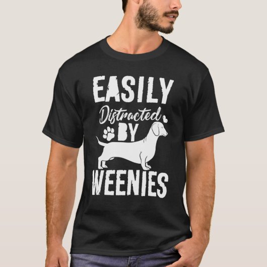 Gemakkelijk afgeleid door Weenie Dogs Vrouwen Mann T-shirt (Voorkant)