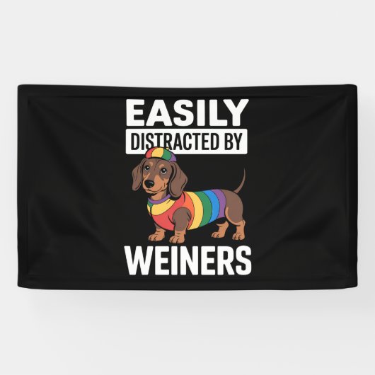 Gemakkelijk afgeleid door Weiners LGBTQ Rainbow Ga Spandoek (Horizontaal)