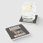 Gemakkelijk afgeleid door Weiners LGBTQ Rainbow Ga Stenen Onderzetter (Zijkant)