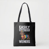 Gemakkelijk afgeleid door Weiners LGBTQ Rainbow Ga Tote Bag (Voorkant)