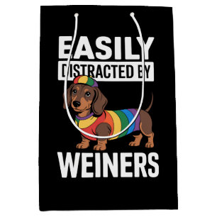 Gemakkelijk Afgeleid Door Weiners LGBTQ Regenboog Medium Cadeauzakje