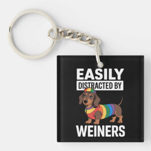 Gemakkelijk Afgeleid Door Weiners LGBTQ Regenboog  Sleutelhanger