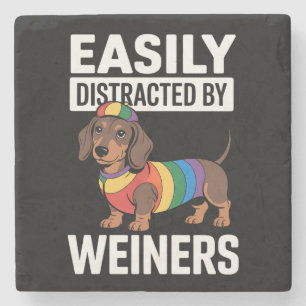 Gemakkelijk Afgeleid Door Weiners LGBTQ Regenboog Stenen Onderzetter