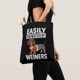 Gemakkelijk Afgeleid Door Weiners LGBTQ Regenboog Tote Bag