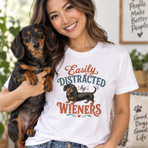 Gemakkelijk afgeleid door Wieners Dachshundliefheb Tri-Blend Shirt