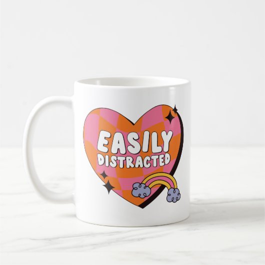 Gemakkelijk Afgeleid Grappig ADHD Citaat Koffiemok (Links)