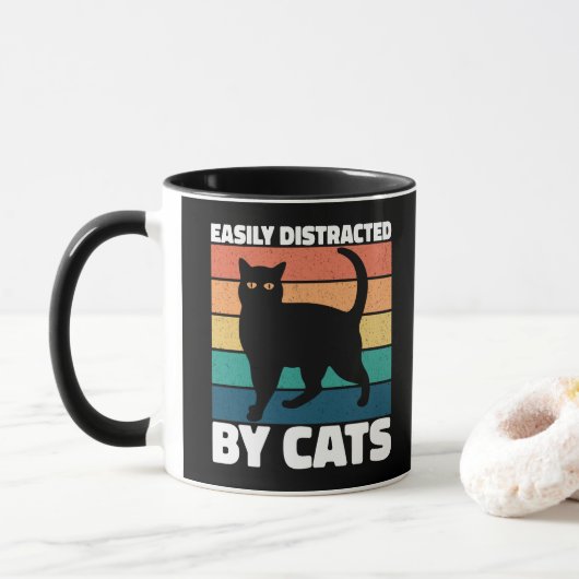 Gemakkelijk Afleid Door Katten Moppige Kitten Kat Mok (Met donut)