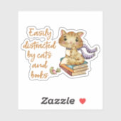 Gemakkelijk Afleidbare Katten en Boeken Sticker (Vel)